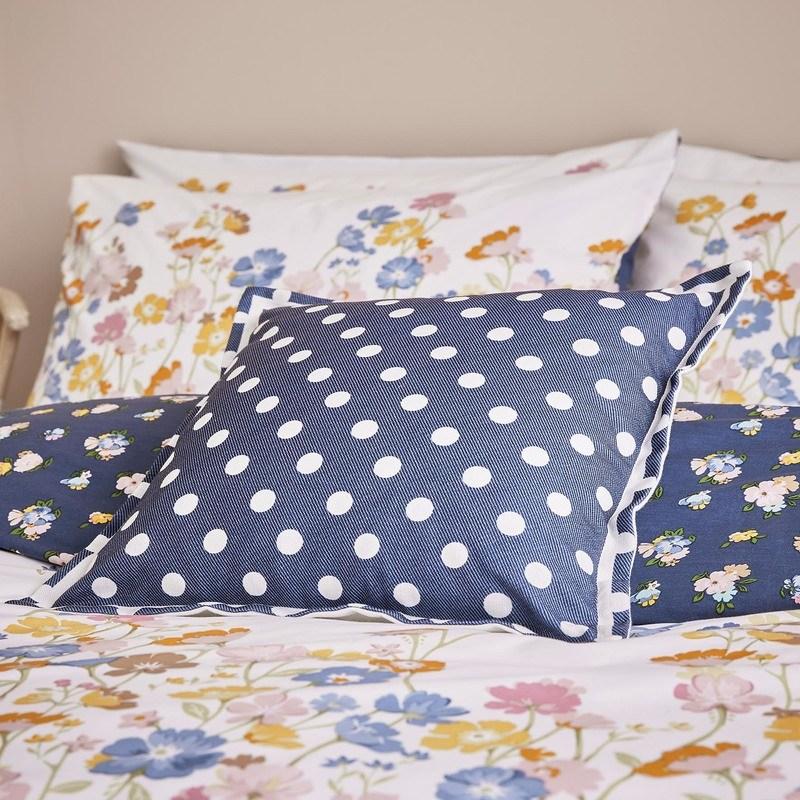 Button Spot Polka Dot Cushion By Cath Kidston In Navy Blue